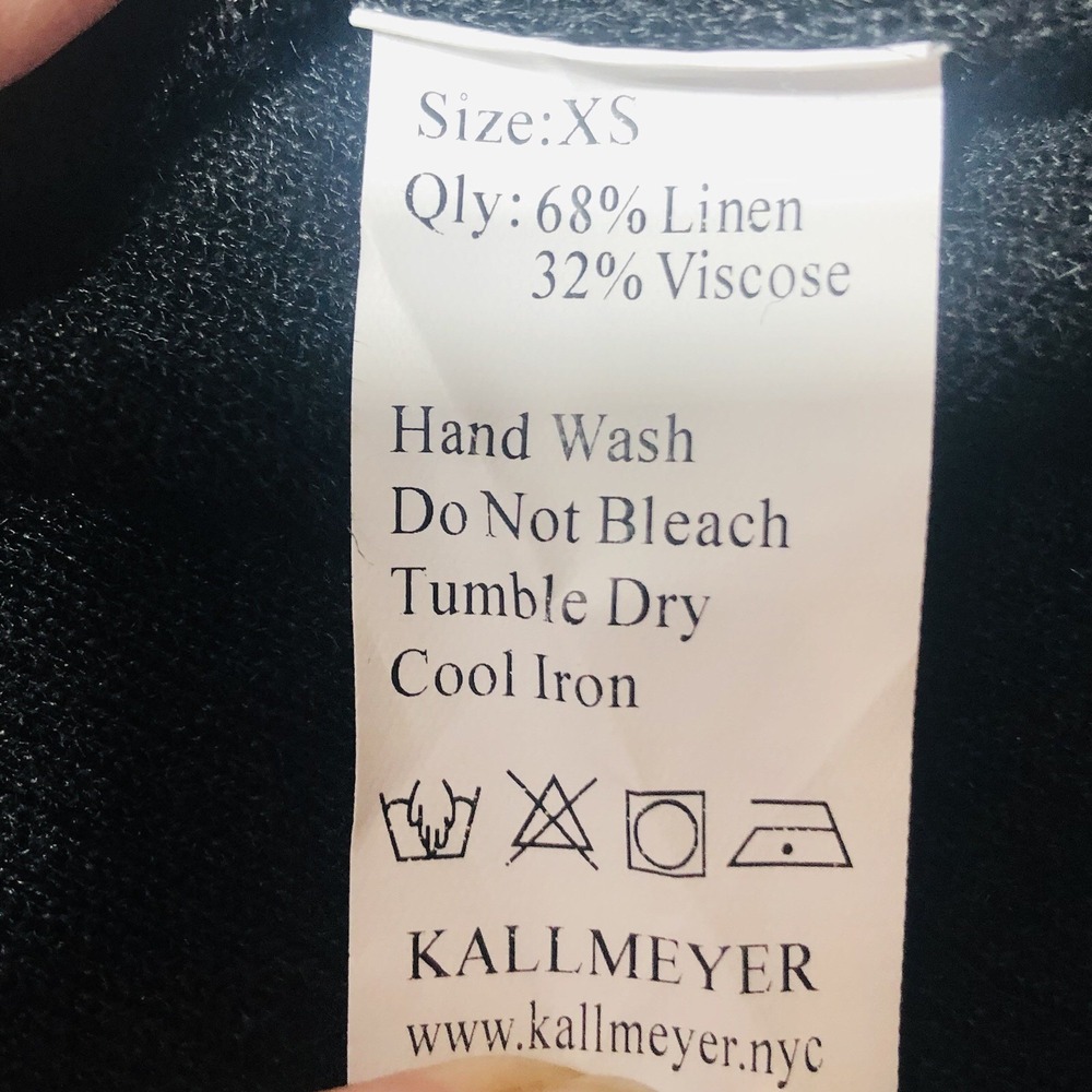 KALLMEYER Womens XS Luxury Black Shirt Top Knit Short Sleeve Scoop Linen Stretch - Picture 4 of 8